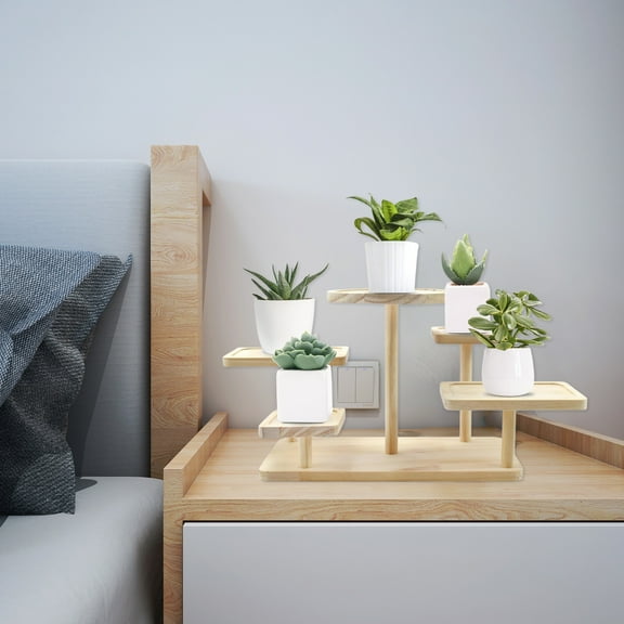 BAOPAI 5-Tier Multifunctional Storage Display Rack, Solid Wood Plant Stand with Modular Design for Home Office Decor and Organization