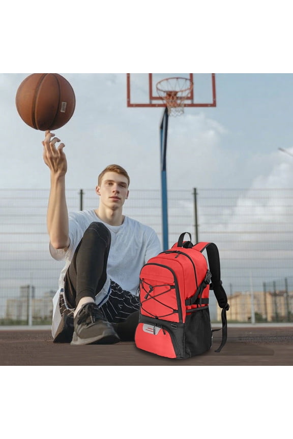 Basketball Backpack with Air Cushion and Shoe Storage Multi-compartment Travel Sports Backpack for Students with Laptop Compartment 32L Capacity