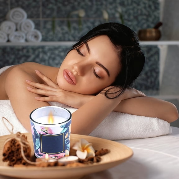BAOPAI Bedroom Aromatherapy Candles Glass Jar Plant Wax 4 Scents Natural Fragrance Home Decor Holiday Gift For Women Relaxation Therapy Long-lasting Scented Candles