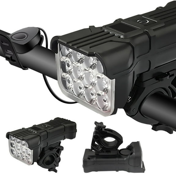 BAOPAI Bike Headlight with High Brightness Horn and Emergency Power Source USB Charging Port 5 Lighting Modes for Outdoor Bicycle Use
