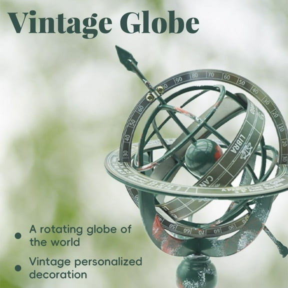 BAOPAI Brass Armillary Sphere Globe Vintage Style Educational Decorative Piece for Home Office Library Display 11 Inch Height Metal Craft