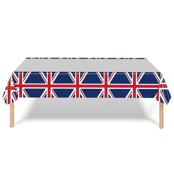 BAOPAI British Union Jack Disposable Party Supplies Set Including Paper Cups Plates Napkins Tablecloth and Banner for Memorial Day and Patriotic Events