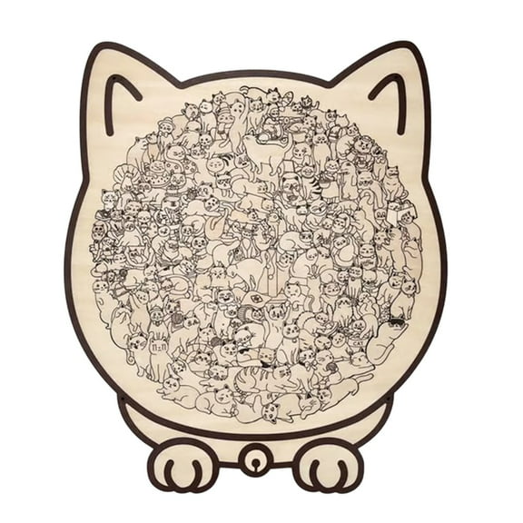 BAOPAI Catss Shaped Wooden Puzzle Colorful Creative Play EduCatsional Toy for Home Decor Youth Room Ornaments and Decorations