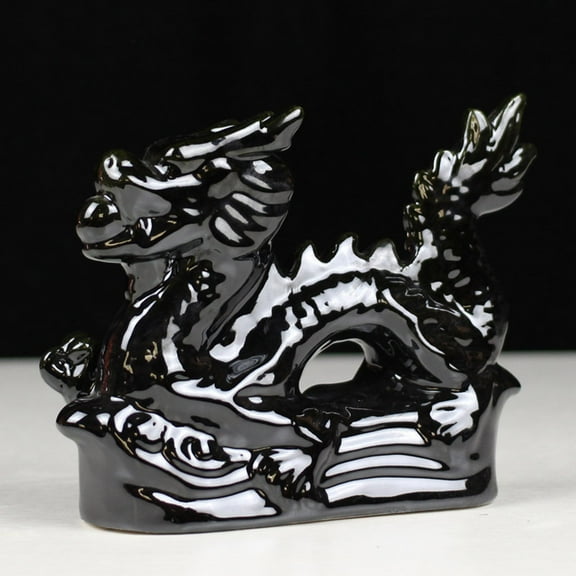 BAOPAI Ceramic Dragon Statue for New Year Blessing Desktop Ornament Souvenir Gift with Compact Size