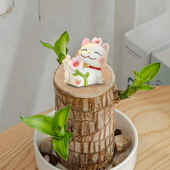 BAOPAI Charming Lucky Cat and Money Tree Resin Ornament for Desktop and Home Decor, Durable and Easy to Clean, Enhances Office and Living Room Aesthetics