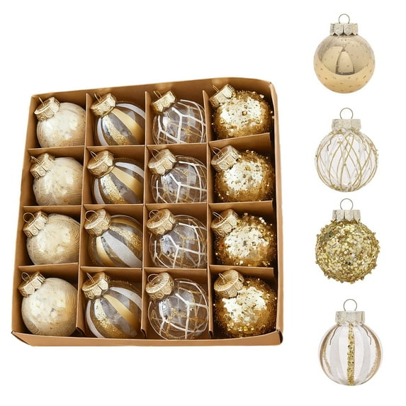 BAOPAI Decorations 16 Champagne Black And Gold Balls Tree Pendant Home Party Decoration Colorful Balls