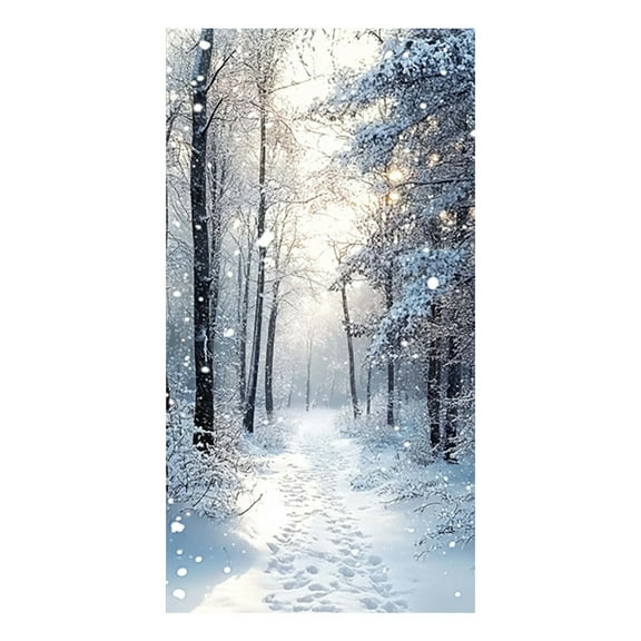 BAOPAI Christmas Door Cover Decoration Holiday Party Door Curtain Tapestry Door Cover Snow Decoration