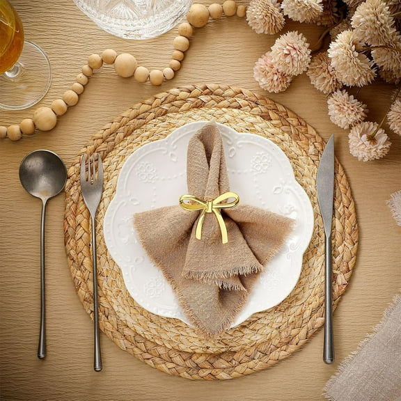 BAOPAI Christmas Gold Bow Napkin Ring Alloy Sparkling Rhinestones Luxury Table Decor for Holiday Festive Parties