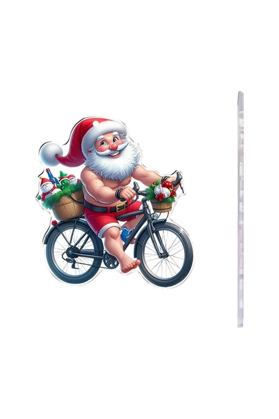 Christmas Old Man Cycling Car Interior Acrylic Pendant Key Chain Pendant Backpack Pendant