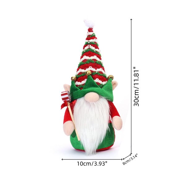 BAOPAI Stripe Bells Hat Faceless Elfs Doll Figurine