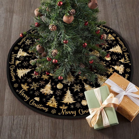 BAOPAI Christmas Tree Skirt With Festive Prints For Home Decorations Robust Polyester Base Cover