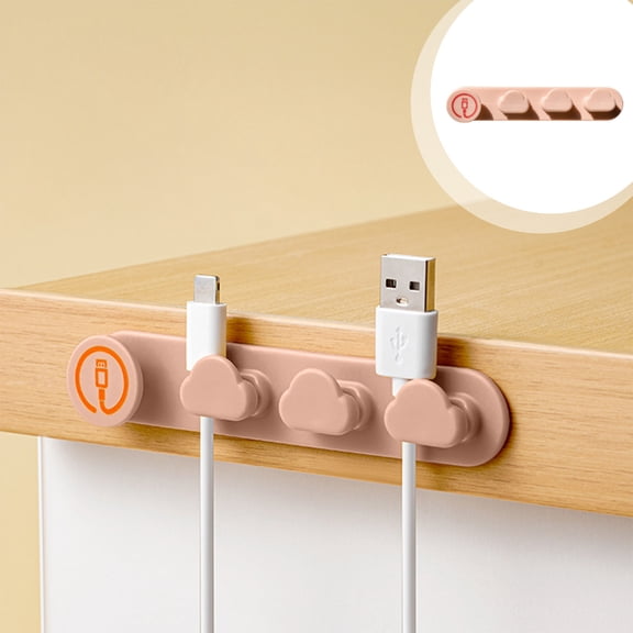 BAOPAI Clouds Shaped Cable Organizer 4.5x0.8x0.4in Rubber Holder No Nails Adhesive Desktop Mount Holds 8 Wires For Home Office Charging Accessories