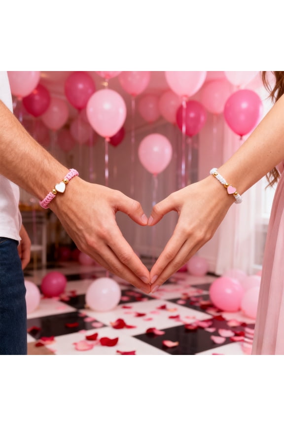 Couple Bracelets for Valentine's Day Gift with Adjustable Elastic Knot Design in Metal Material Symbolizing Bonds Ideal for Couples