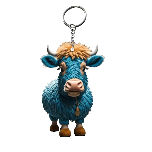 BAOPAI Creative Carstoon Yak Cow Pendant Keychain - Highland Cow Series Acrylic Keyring for Bag Keys Phone Decorations Cute and Durable Gift Idea for Everyone