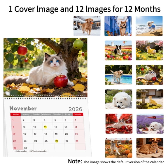 BAOPAI Custom 2026 Photo Calendar Personalized with 13 Pictures A4 Size 8.3x11.7 Inches for Home Office Decor Holiday Gift Horizontal and Vertical Options