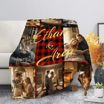 BAOPAI Customized Christmas Photo Blanket For Families Making Thick Winter Personalized Blankets With Pictures And Text Rectangular Blankets Holiday Hold 1-9 Images