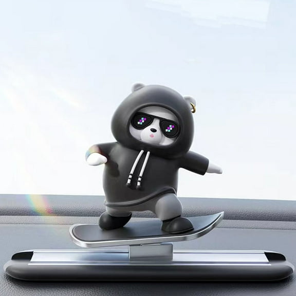 BAOPAI Cute Bear Car Ornament Dashboard Decor with Vibration Slide Function for Car Interior Home Decoration Gift Idea