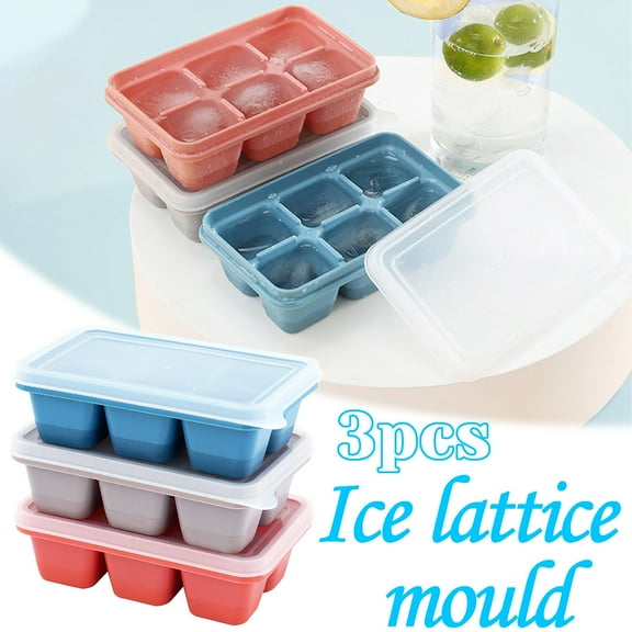 BAOPAI DIY Personalized Ice Cube Tray with Lid 6 Small Compartments Fast Freeze Reusable Plastic Mold for Home Kitchen Use Making Ice Cubes