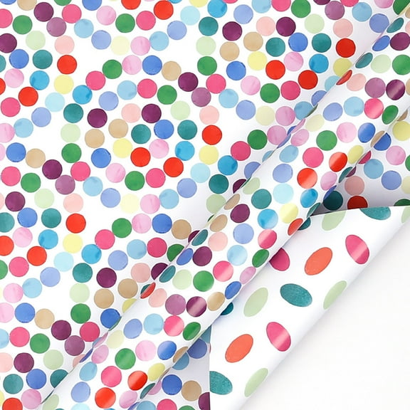 BAOPAI Double-Sided Watercolor Gift Wrapping Paper Roll for Birthday Party FamilyWedding Anniversary Thick 80 GSM Durability with Reverse Guide Lines for Easy Cutting No Measuring Tape Needed