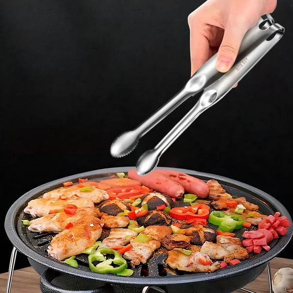 BAOPAI Durable Stainless Steel BBQ Tongs with Locking Mechanism and Serrated Edges for Secure Gripping, Good for Grilling, Baking, Cooking Steak, Bread, Vegetables and More