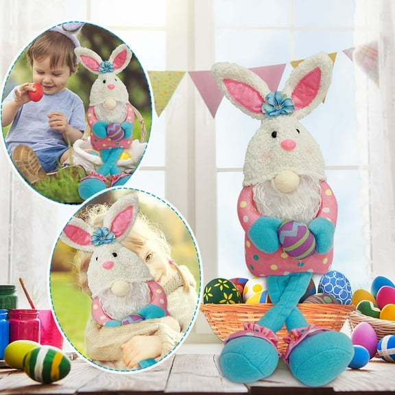 BAOPAI Easter Bunny Dwarf Doll Handmade Faceless Holiday Decoration for Home and Gift Giving 23.6x5.9x4.7 Inches