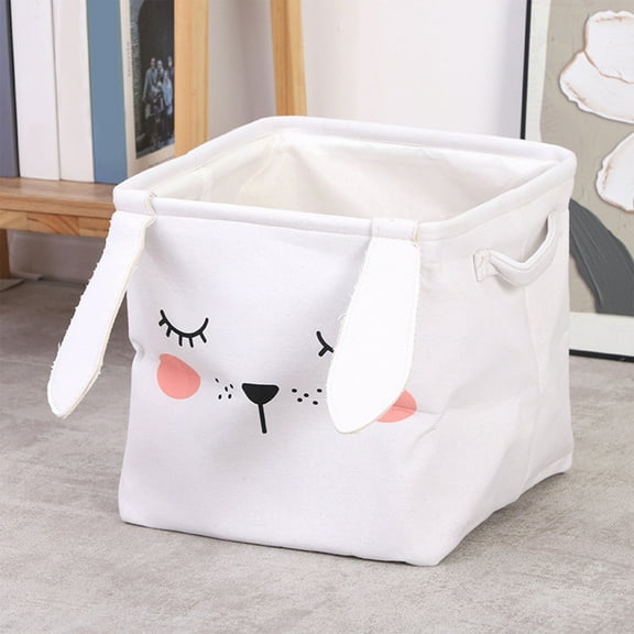 BAOPAI Easter Bunny Fabric Storage Basket for Organizing Toys Crafts and Household Items Festive Home Decor with Adorable Design 11.02x11.02x11.02 Inches