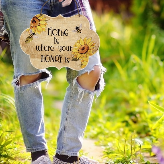 BAOPAI Easter Welcome Door Wreath Decor - Handcrafted Wood Material for Front Door Hanging Indoor and Outdoor Decoration Perfect for Easter Celebration