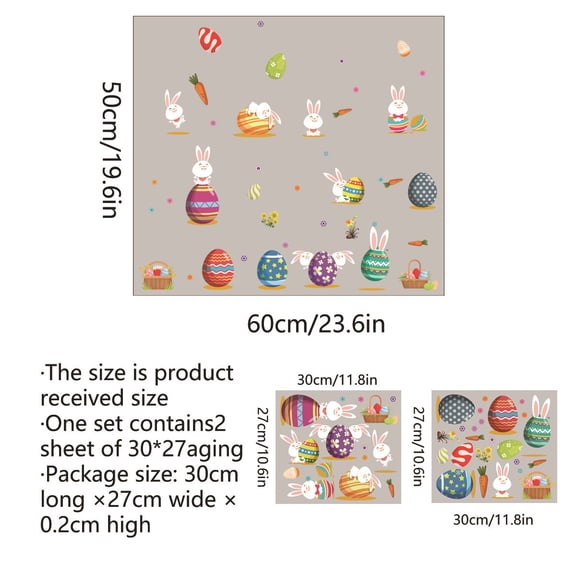 BAOPAI Easter Window Clings Double Sided Printable Decorative Stickers with Bunny Eggs Flowers Patterns Easy Apply for Home Office Spring Decorations