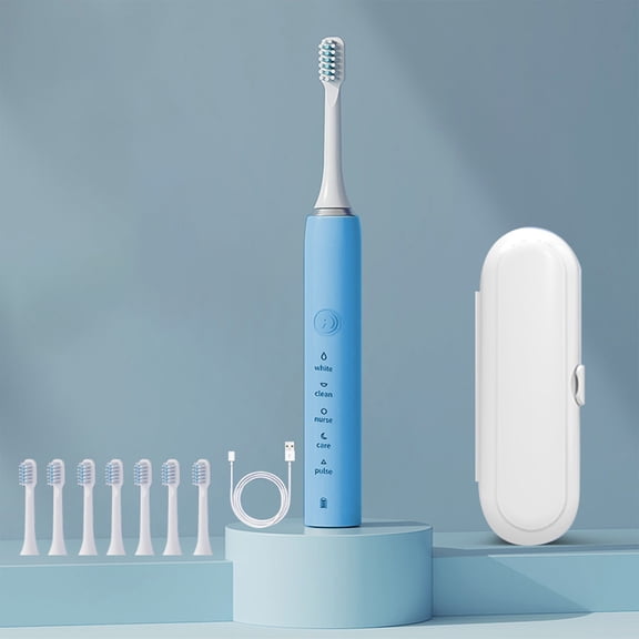 BAOPAI Electric Toothbrush with 8 Brush Heads 5 Cleaning Modes Long-lasting Battery Fast Charging USB Rechargeable Portable Travel Case Suitable for Adults Daily Dental Care