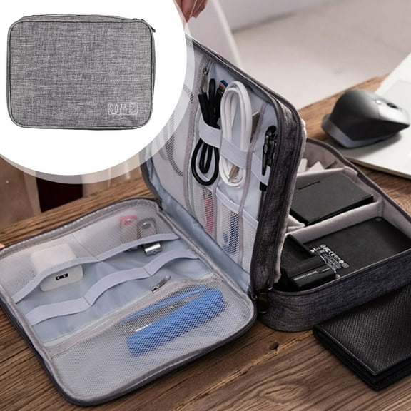 BAOPAI Electronic Organizer Case Three-Layer Portable Travel Storage Bag for Tech Accessories Cords Chargers Phones Gift for Men