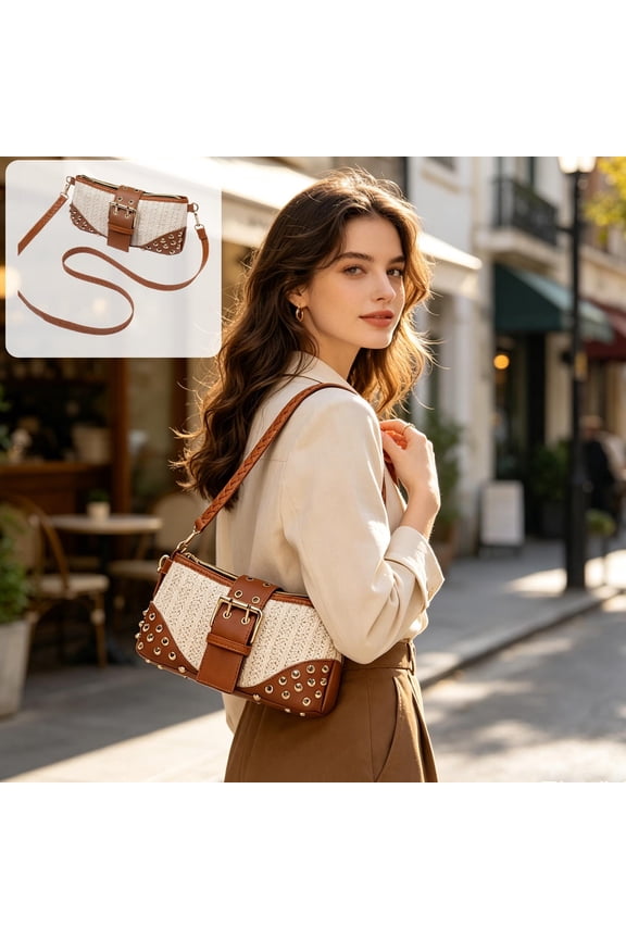 Embossed Shoulder Bag for Women - Korean-Style Fringed Crossbody Bag with Adjustable Strap, PU Material, Compact Size for Daily Essentials, Boho Punk Handbag