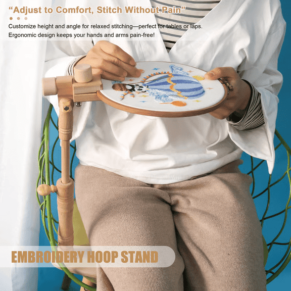 BAOPAI Embroidery Hoops Stand Adjustable Desktop Embroidery Frame Beech Wood Desktop Embroidery Frame Tool Embroidery Frame