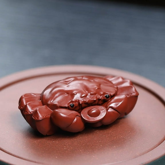 BAOPAI Exquisite Sand Carved Tea Pet Crab Sculpture for Good Fortune and Prosperity Good Chinese Tea Culture Decor for Home and Office