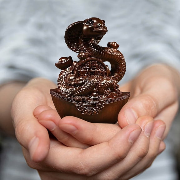 BAOPAI Exquisite Wooden Snake Sculpture, Feng Shui Symbol for Wealth and Success, Perfect Desk Ornament for Home or Office, Great Gift for Year of the Snake 2025