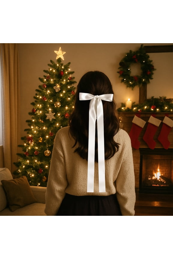 Extra Long Ribbon Bow Hair Clips Enduring Cloth Headpiece For Women Styling Versatile Party Daily Elegant Accessory 7.87x39.37in Multi Color Options