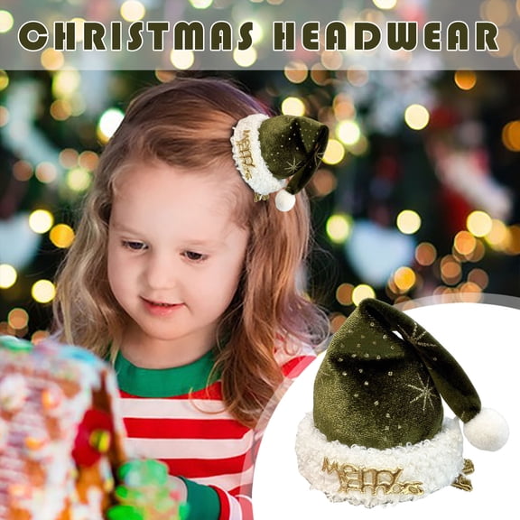 BAOPAI FamilyHair Clip Set of 2 - Festive Santa Hat Hair Accessory with Secure Non-Slip Clip for Holiday Parties and Stocking Stuffers