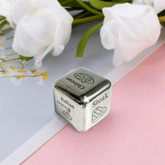 BAOPAI Food Decision Dice for Couples - Stainless Steel Dinner Choice Maker with 6 Options Perfect Anniversary Valentine Christmas Birthday Gift for Him Her