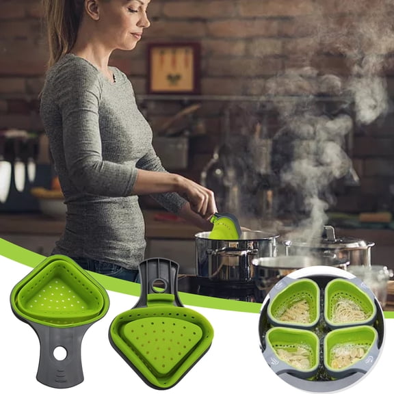 BAOPAI Food Grade Silicone Collapsible Pasta Strainer Basket - Multipurpose Folding Kitchen Tool for Straining Vegetables, Pasta, Fruits, Ideal for Home Cooking and Outdoor Activities