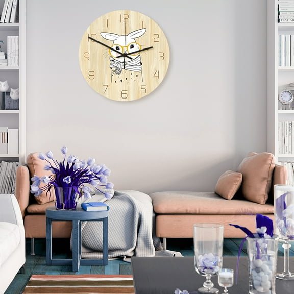 BAOPAI Frameless Acrylic Silent Quartz Wall Clock with Quiet Sweep Second Hand for Living Room Home Decor Featuring Cute Indian Animal Design