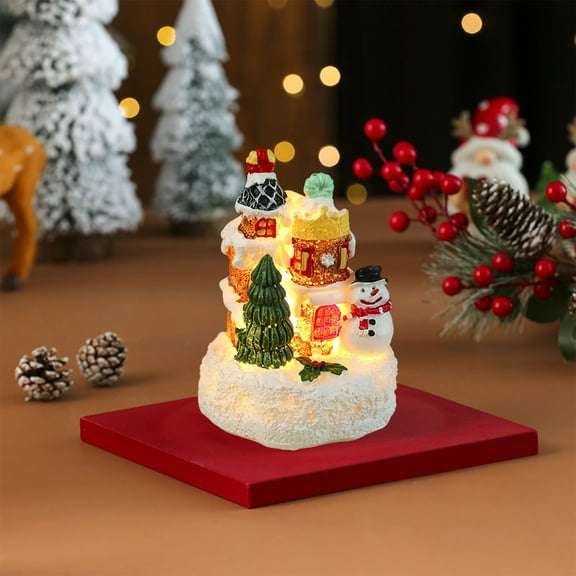 BAOPAI Glowing Resin Small House Ornament with Warm LED Light Gift Decorative Accent for Home Decor and Festive Display