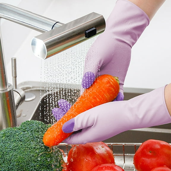 BAOPAI Good Dishwashing Gloves with Anti-Slip Texture, Easy Pull-On Design, Thickened Waterproof Material for Kitchen, Laundry and Household Cleaning Tasks