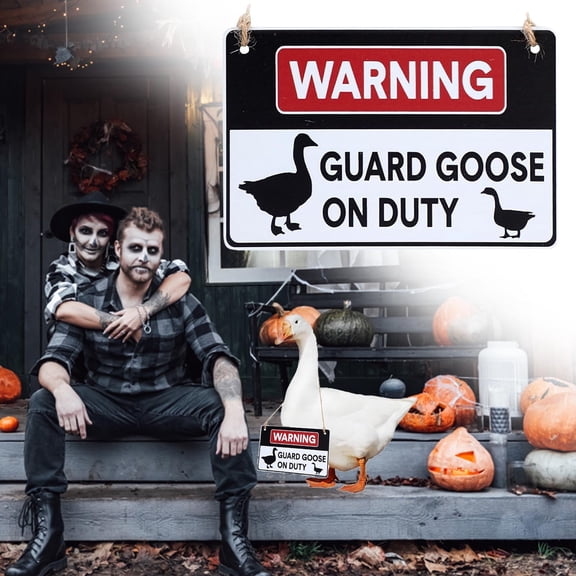 BAOPAI Good Wooden Guarding Gooses Hanging Duty Sign with Rope for Home Office Decor Durable Weatherproof Design for Indoor and Outdoor Use Easy to Hang