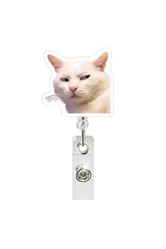Gooding 2D Cat Design Acrylic Badge Clip with Extendable Cord for Easy Identification Access at Offices Schools and Conventions as a Thoughtful Gift