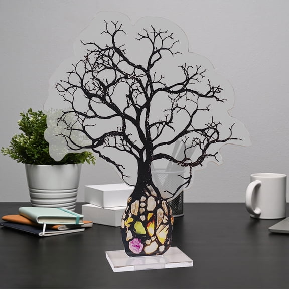 BAOPAI Handcrafted Ancient Tree Acrylic Sculpture With Gemstones For Home Decor Symbolizing Happiness And Peace Ideal Gift For Holidays And Special Occasions