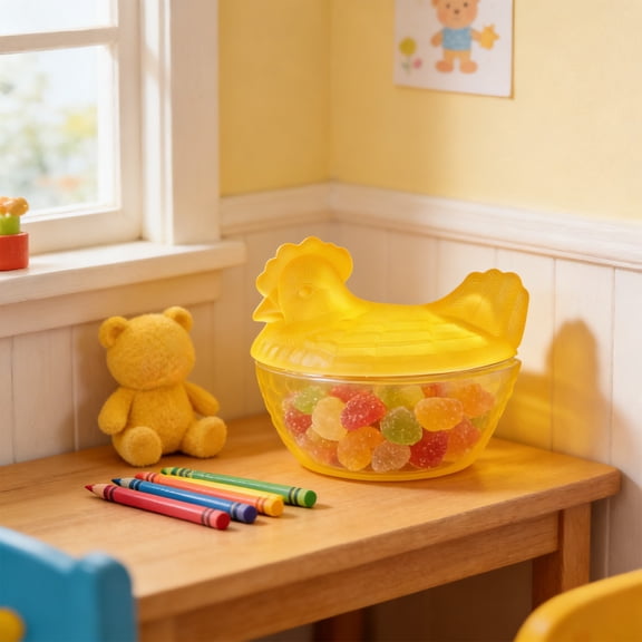 BAOPAI Handcrafted Glass Chicken Shape Candy Storage Jar with Art Glass Light Refracting Design and Sealed Airtight Lid to Keep Fresh for Home Kitchen Decor Easter Gift Idea