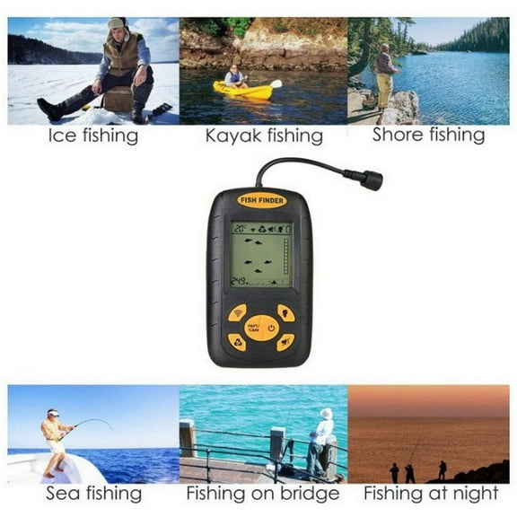 BAOPAI Handheld Portable Fish Finder Depth Finder with Sonar Transducer and LCD Display for Amateur and Professional Fishing to Detect Fish Location and Bottom Environment
