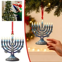 BAOPAI Hanukkah Menorahs Ornament Traditional Metal Candelabra for Home Decor and Festival Celebration