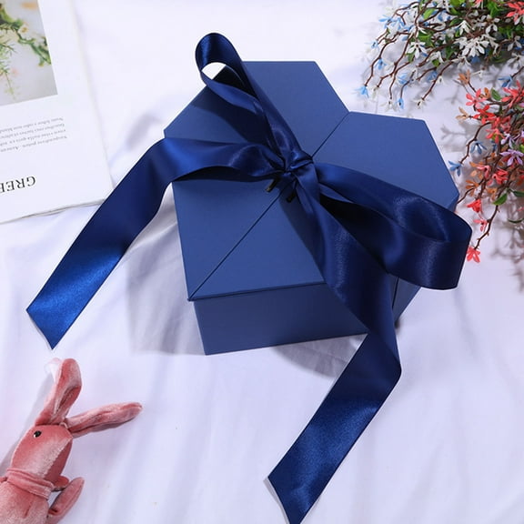 BAOPAI Heart Shaped Valentine Gift Box with Double Door and Ribbon Bow - Includes Gift Bag LED Lights Filler Grass and Card for Romantic Presents