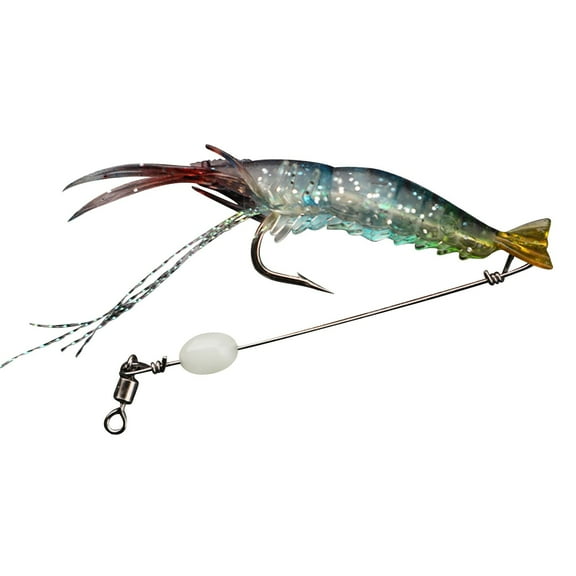 BAOPAI High Simulation Shrimp Soft Bait with Hook - Glow in the Dark Lifelike Action Fishing Lure for Catfish Cod Snapper Trout and More Easy to Use and Durable
