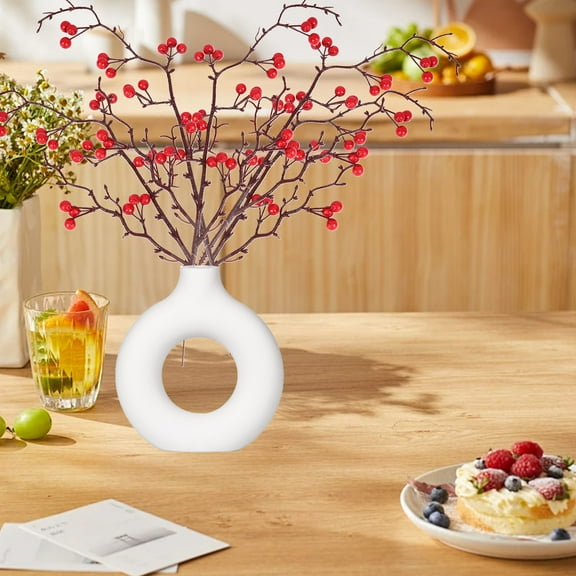 BAOPAI Home Decorative Arrangements Vase Decorative Singles Branch Simulation Flower Arrangement Flower Pot